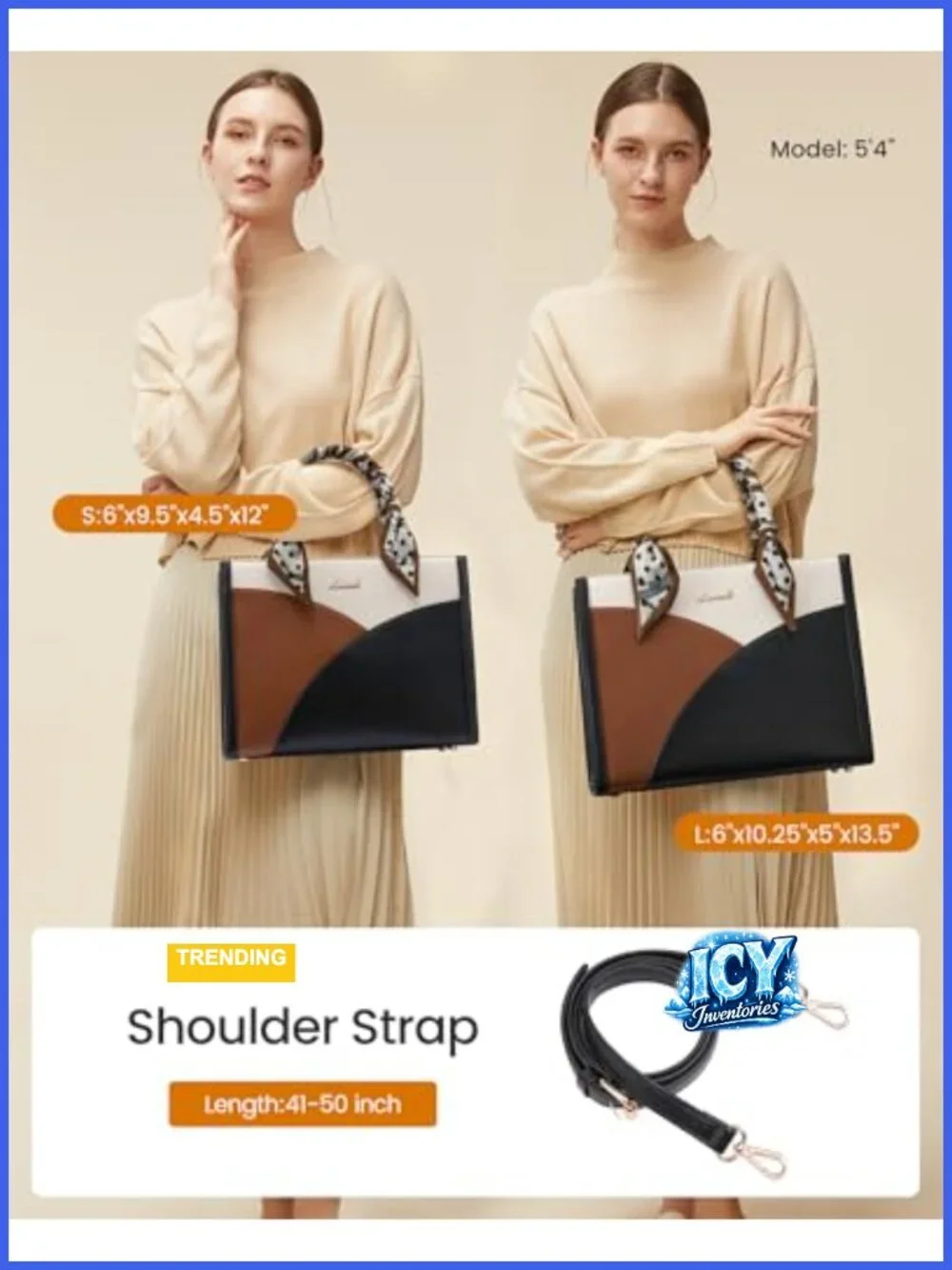 Waterproof PU Leather Tote Purse with Scarf Satchel Handbag